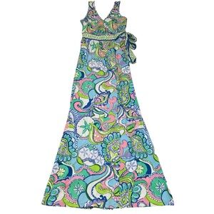 Lilly Pulitzer Bellina Maxi Wrap Dress in Multi Conch Republic Small